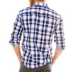 191 Unlimited Mens Blue Plaid Woven Shirt 191 Unlimited Casual Shirts