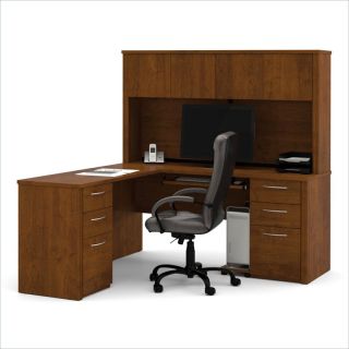 Bestar Embassy L Shape Home Office Wood Computer Desk Set with Hutch in Tuscany Brown   60853 63