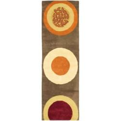 Handmade Soho Brown/Multi New Zealand Wool Floral Runner (2'6" x 8') Safavieh Runner Rugs