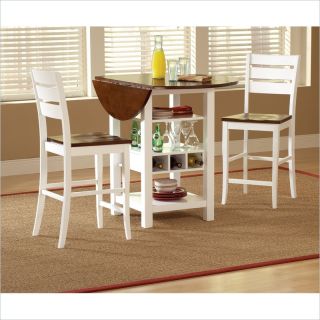 Bernards Ridgewood Drop Leaf Table and Wine Rack in Mahogany and White   5916