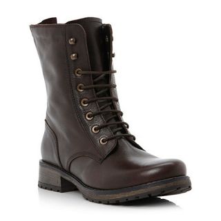 Dune Brown prop lace up zip back boots