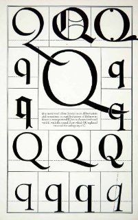 1942 Print Letter Q Decorative Graphic Design Element Hebrew Type Frederic Goudy   Relief Line block Print  