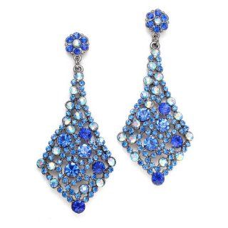 Royal Blue Crystal Bridal Weddings or Prom Bridal Wedding Earrings Dangle Earrings Jewelry