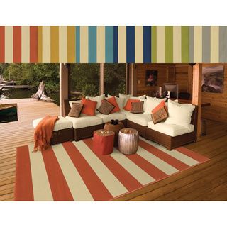 Indoor/ Outdoor Stripe Polypropylene Rug (7'10 x 10'10) Style Haven 7x9   10x14 Rugs