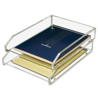 Kantek Acrylic Double Letter Tray, 4 3/4 x 14 x 10 1/2 Inches, Clear (AD15)  Office Desk Trays 