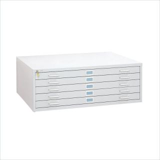 Safco 5 Drawer Flat Files Metal Cabinet for 36" x 48" Documents in White   4998WHR
