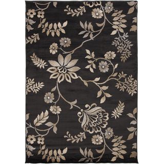 Coffee Floral Charcoal Gray Area Rug (7'9 x 11'2) 7x9   10x14 Rugs