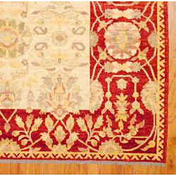 Afghan Hand Knotted Vegetable Dye Ivory/Rust Wool Rug (7'1 x 10'3) Herat Oriental 7x9   10x14 Rugs