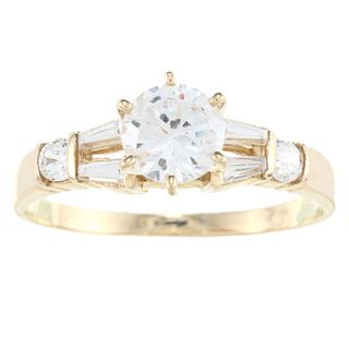 Alyssa Jewels 14k Yellow Gold 1ct TGW Clear Cubic Zirconia Engagement style Ring Alyssa Jewels Cubic Zirconia Rings