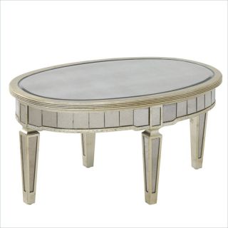 Bassett Mirror Borghese Mirrored Oval Cocktail Table in Silver   8311 141EC