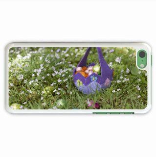 Tailor Iphone 5C Holidays Pascha Eggs Meadow Flowers Basket Grass Of Originality Present White Cellphone Skin For Women Cell Phones & Accessories