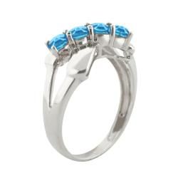 10k Gold Synthetic Blue Zircon Contemporary 4 stone Ring Cubic Zirconia Rings