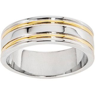 NEXTE Jewelry 14k Gold Overlay Men's Double Rail Band (7 mm) NEXTE Jewelry Men's Rings