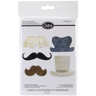 Sizzix Thinlits Dies 5/Pkg Top Hats & Mustaches Sizzix Cutting & Embossing Dies