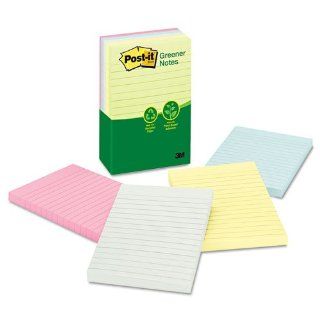 Post it Greener Notes   Recycled Notes, 4 x 6, Lined, Sunwashed Pier, 5 100 Sheet Pads/Pack   Sold As 1 Pack   Self stick removable pads are great for quickly jotting down important messages. 