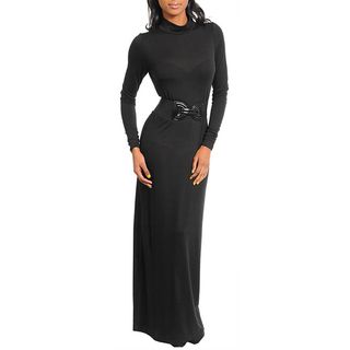 Stanzino Women's Black Belted Long Dress Stanzino Casual Dresses