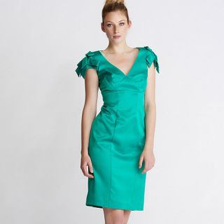 Debut Green ribbon shoulder cocktail dress