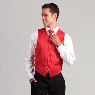 Ferrecci Men's 4 piece Red Corrugated Vest Set Ferrecci Formal Vests