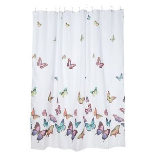 White butterflies shower curtain