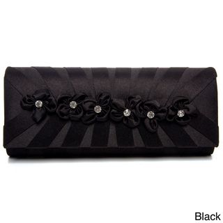 Women's Sunburst Satin Rosette Detailed Clutch Evening Bags