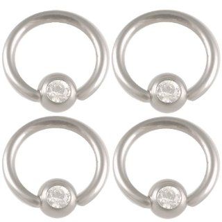 captive bead ring 18g small septum jewelry cute (1mm), 1/4" Inches (6mm) long   316L Surgical Stainless Steel eyebrow lip bars ear tragus earrings ball closure bcr captive bead with Swarovski Crystals Clear lot AILS   Pierced Body Piercing   Set of 4