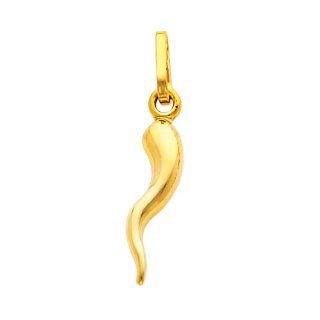 14K Yellow Gold Small Cornicello Italian Horn Charm Pendant The World Jewelry Center Jewelry