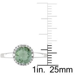 Miadora 10k White Gold Green Amethyst and Diamond Ring (G H, I2 I3) Miadora Gemstone Rings