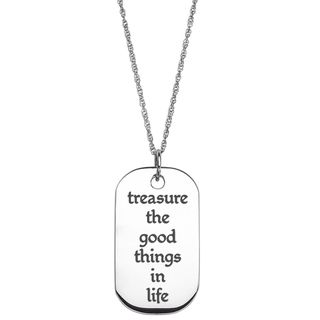 Sterling Silver Life Sentiment Tag Necklace Sterling Silver Necklaces