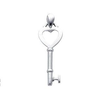14K White Gold Key to My Heart Charm Pendant The World Jewelry Center Jewelry