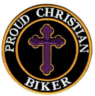 Proud Christian Biker Embroidered Patch Jesus Chris Iron On Religious Cross Emblem Apparel Accessories Clothing