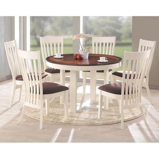 Shippen White and Brown 7 Piece Modern Dining Set Baxton Studio Dining Sets