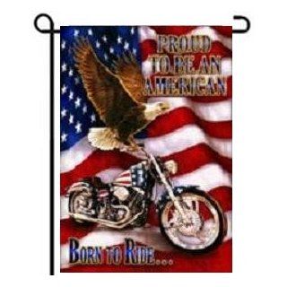 Patriotic Born To Ride Harley Garden Flag Proud To Be American  Outdoor Flags  Patio, Lawn & Garden