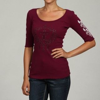Freedom Women's Studded Front Motif Top FREEDOM 3/4 Sleeve Shirts