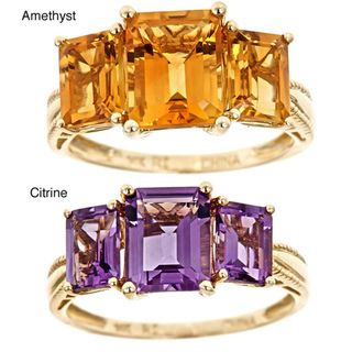 D'Yach 14k Yellow Gold Amethyst or Citrine 3 stone Ring D'Yach Gemstone Rings