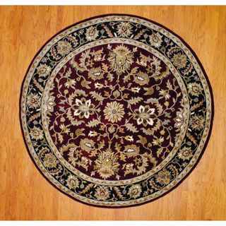 Indo Hand tufted Mahal Red/ Black Wool Rug (8' x 8' Round) 7x9   10x14 Rugs