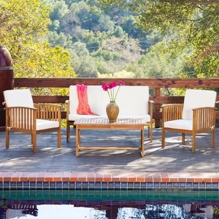Christopher Knight Home Carolina 4 piece Outdoor Acacia Sofa Set Christopher Knight Home Sofas, Chairs & Sectionals