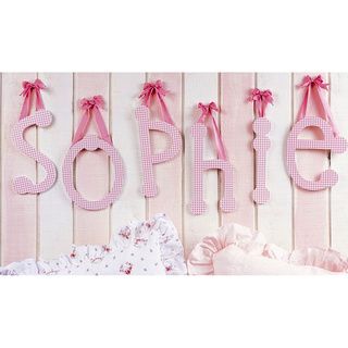 My Baby Sam Pink Gingham Decorative Lettering My Baby Sam Wall Decor