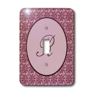 3dRose LLC lsp_36054_1 Elegant Letter R In A Round Frame Surrounded by A Floral Pattern All In Rose Pink Monotones Single Toggle Switch   Switch Plates  