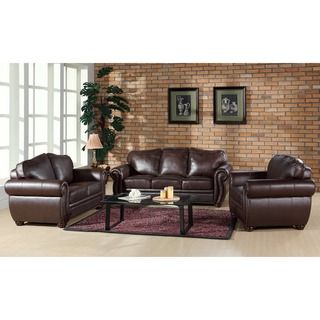Abbyson Living Richfield Premium Top grain Leather Sofa, Loveseat, and Armchair Set Abbyson Living Living Room Sets