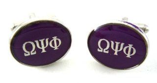 Omega Psi Phi Fraternity Greek Silver Tone Cufflinks Jewelry