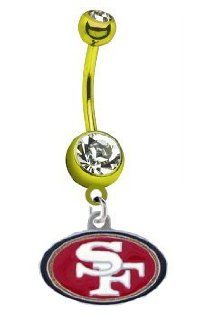 San Francisco 49ers NFL PREMIUM Gold Titanium Anodized Sexy Belly Navel Ring Jewelry
