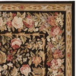 Hand knotted French Aubusson Weave Black Wool Rug (6' x 9') Safavieh 5x8   6x9 Rugs