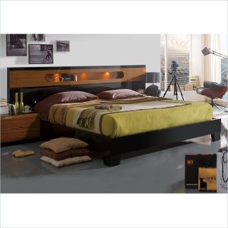 Benicarlo Sal Platform Bed in Glossy Black/Warm Walnut   SALBEDXX