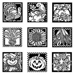 Inkadinkado Halloween Inchie Clear Stamps Fall Decor Bundle 10pc Inkadinkado Clear & Cling Stamps