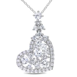 Miadora Sterling Silver White Sapphire Heart Necklace Miadora Heart Necklaces