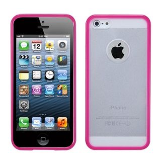 BasAcc Transparent Clear/ Solid Hot Pink Gummy Case for Apple iPhone 5 BasAcc Cases & Holders