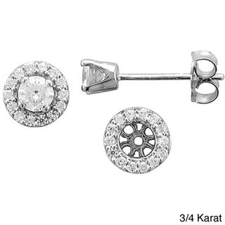 14k White Gold 3/8 or 3/4ct TDW Diamond Stud Halo Earrings (H I,I1 I2) Diamond Earrings
