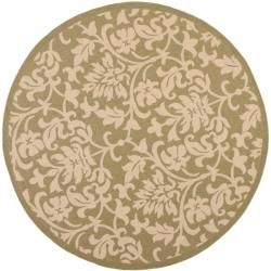 Olive/ Natural Indoor Outdoor Rug (6'7 Round) Safavieh Round/Oval/Square