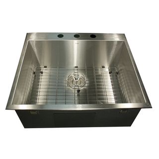 25 Inch 16 Gauge Topmount Stainless Steel Kitchen Sink with Grid and Drain Kitchen Sinks