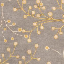 Hand tufted Gray Chinook Floral Wool Rug (6' x 9') 5x8   6x9 Rugs